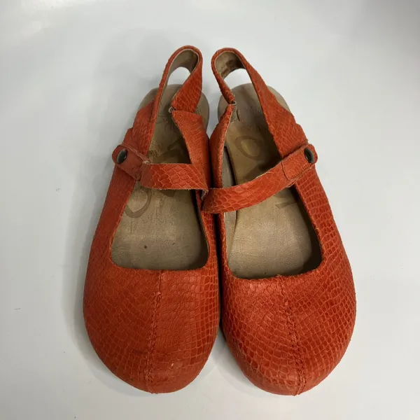 OTBT Springfield wedge sling back clog orange textured‎ leather women's size 8.5 - Image 2