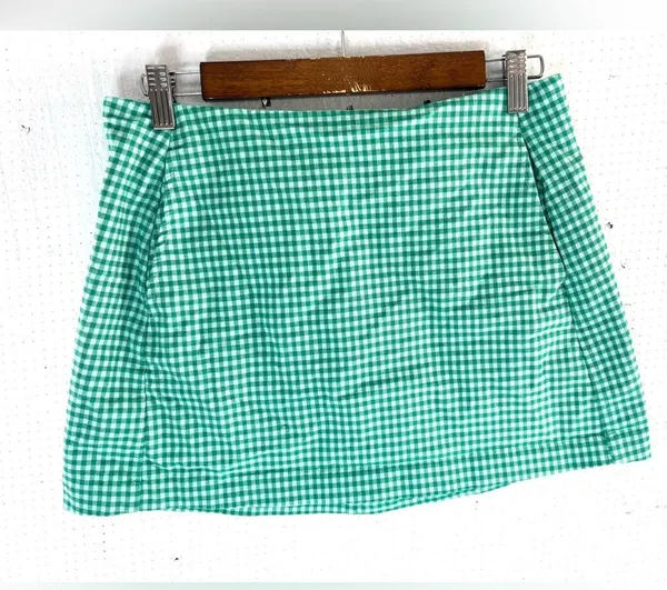 Urban Outfitters M Gingham Check Pocketed Mini Skirt in Kelly Green - Image 9