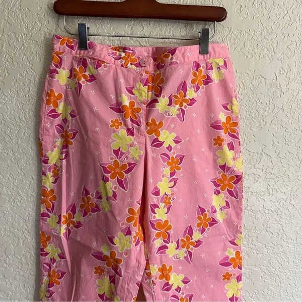 Lilly Pulitzer Crop Pants Pink 6 Women Floral Bi-Stretch Tropical Summer - Image 5