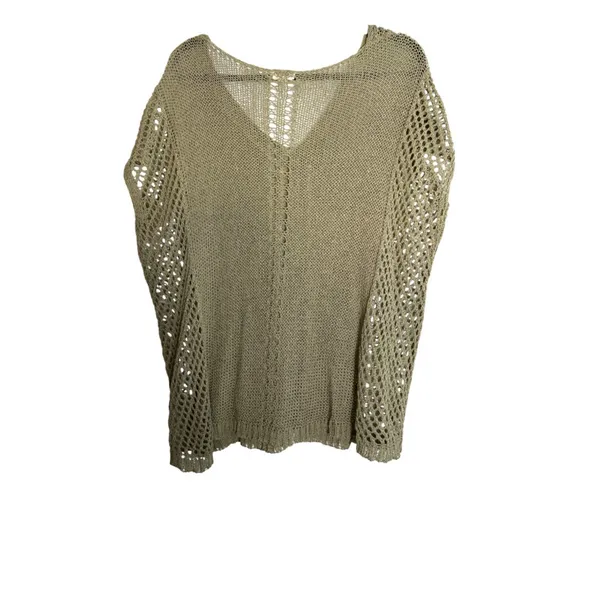 POL Olive Green Open Knit Sheer Short Sleeve Top Shirt Blouse Size Large - Image 4