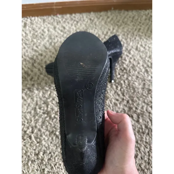 Silver Slipper Women's Black Rhinestone Round front 3"‎ heels size 8 - Image 8