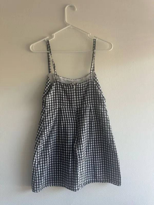 Brandy Melville Karla Black White Gingham Mini Dress - Image 2