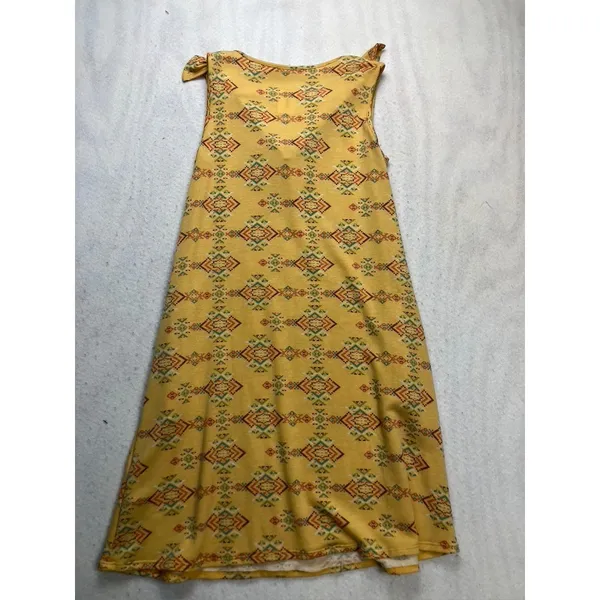 Perfect‎ Peach Sleeveless Dress Women Size S Yellow Aztec Ruffle Neck PPD10587 - Image 7