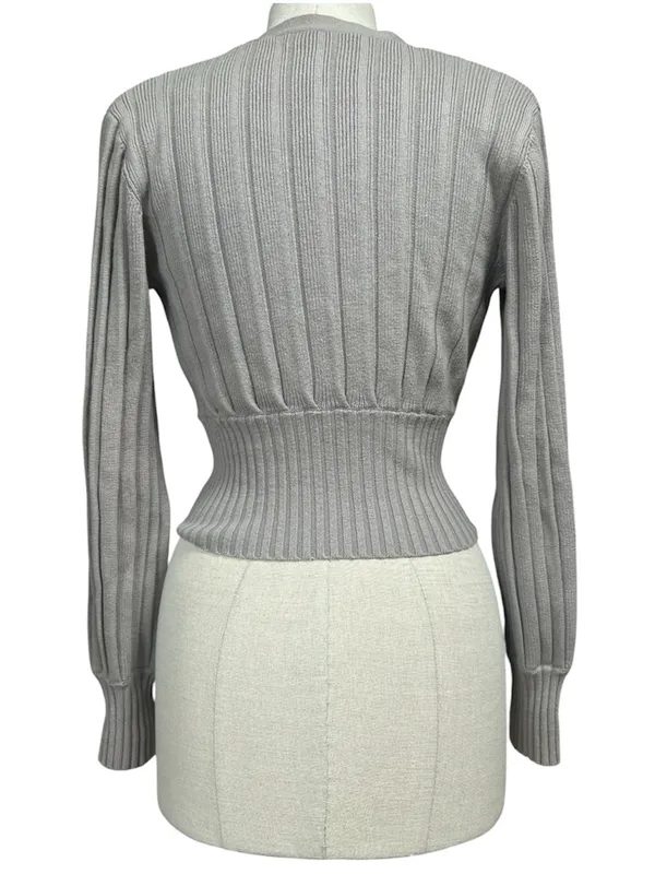 Aritzia Wilfred Plunge Front Cropped Merino Wool Cardigan in Gray Size Small - Image 3