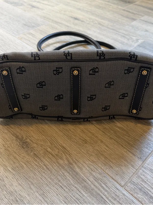 Dooney & Bourke Vintage Rare Zip Satchel Black & Gray - Image 2