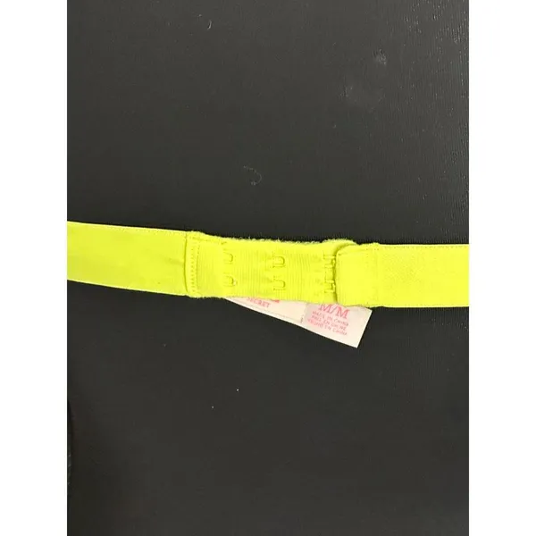 PINK Victoria's Secret mint green/neon yellow lace triangle bralette Size Medium - Image 6