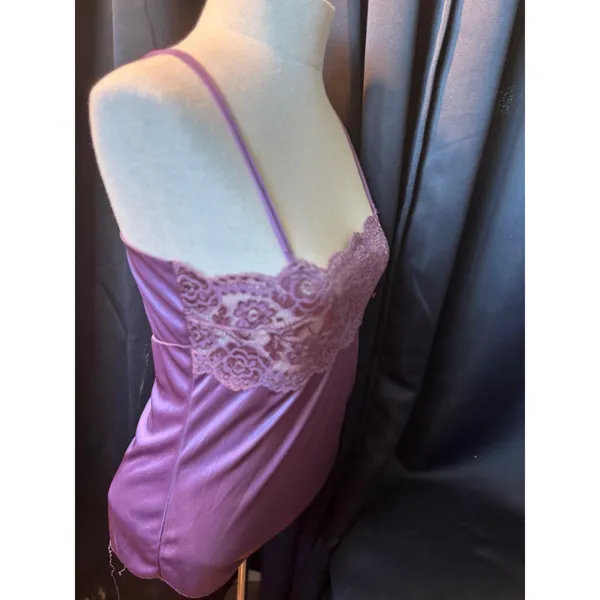 Corma Purple Lace Trim polyester Camisole Top‎ Double Spaghetti Strap One Size - Image 2