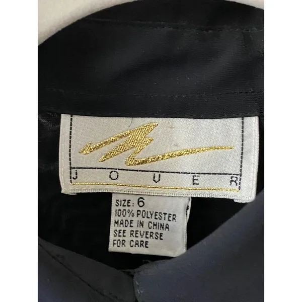 New Jouer black chiffon long sleeve shirt with gold embroidery Sz 6‎ - flawed - Image 10