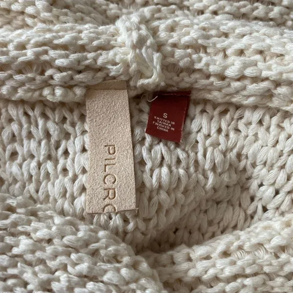 Pilcro Anthropologie Cream Chunky Knit Cowl Neck Sleeveless Top Small Boho - Image 4