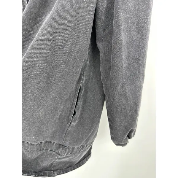 Veveret Womens Smocked Denim Shirt Jacket Puff Sleeve Washed‎ Black Small - Image 7