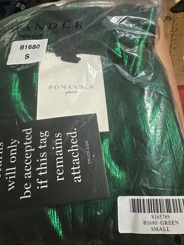 NWT Pomander Place Tuckernuck Lillith midi dress emerald lurex small - Image 5