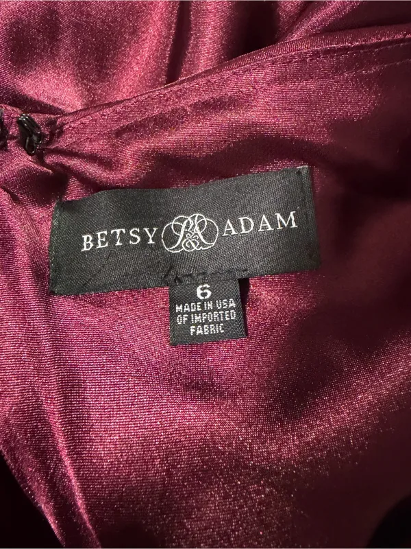 Betsy & Adam Satin Halter Maxi Dress in Burgundy - Image 5