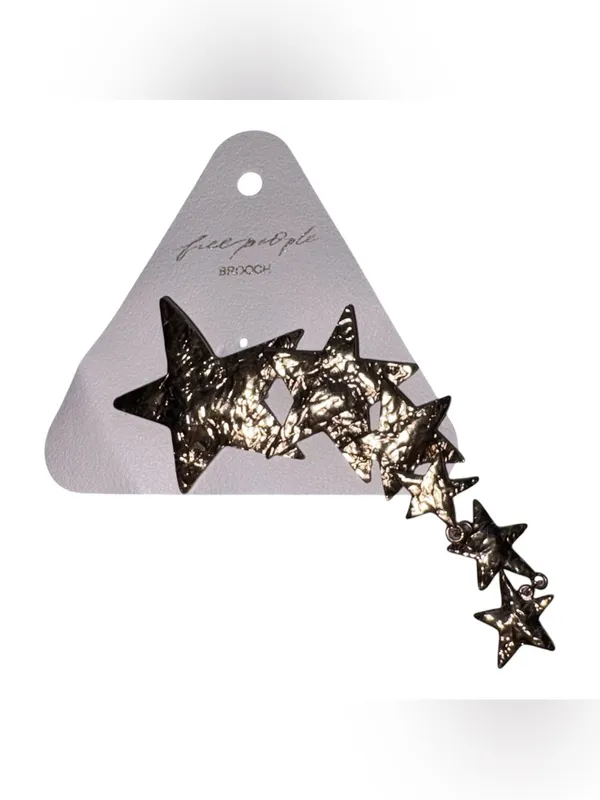 Free People Shooting Stars Brooch Gold Tone New On Card - Image 3