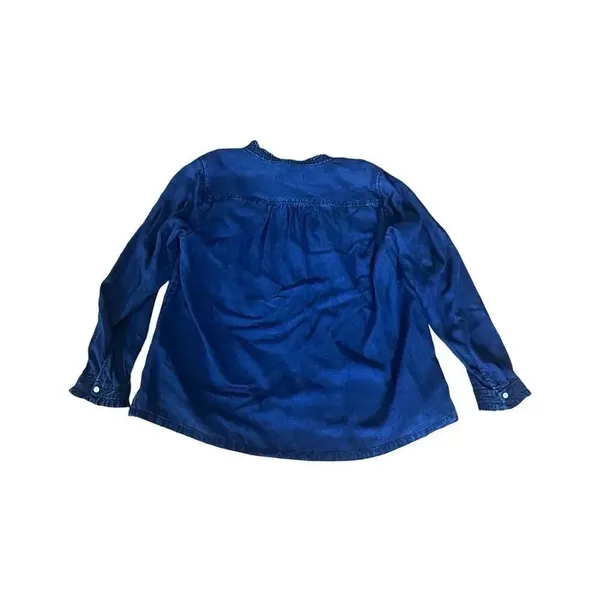 LOFT Plus Chambray Ruffle‎ Trim Blouse Top Size 14 Night Sky - Image 3