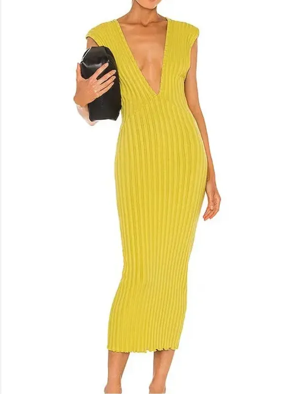 Simon Miller Jago rib-knit midi dress in kiwi green - Image 2