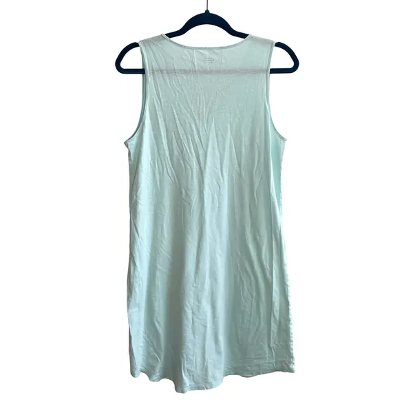 Garnet Hill‎ Womens S Dress Lightweight Mint Green Organic Cotton V-Neck Pocket - Image 3