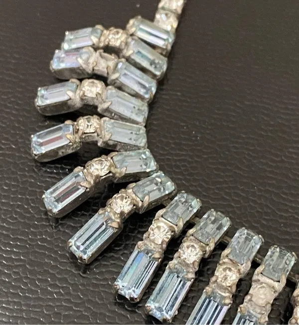Vintage Unsigned Juliana? Blue Topaz Bib Statement Choker Necklace 35.0g - Image 13