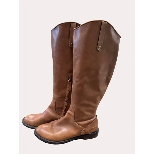 Halogen Ken Brown women’s brown leather knee boots equestrian size 5.5 SKU 6169 - Image 4