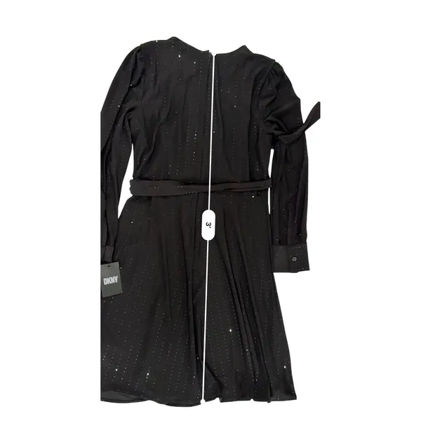 DKNY Faux Wrap A-Line Dress 8 Black Sparkle LBD Party‎ Holiday NWT $150 - Image 9
