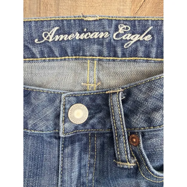 American Eagle Boy Fit Jeans Womens 4 Regular Blue Distressed Low Rise Y2K 2010 - Image 8