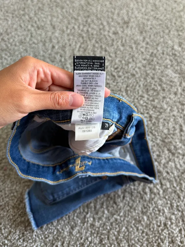 7 For All Mankind Blue Denim Cutoff Shorts with Raw Hem - Image 4