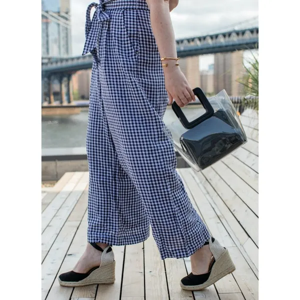 NWT J.Crew Tie-waist Linen Jumpsuit in Navy White Gingham Belted 1-Piece 4 - Image 14