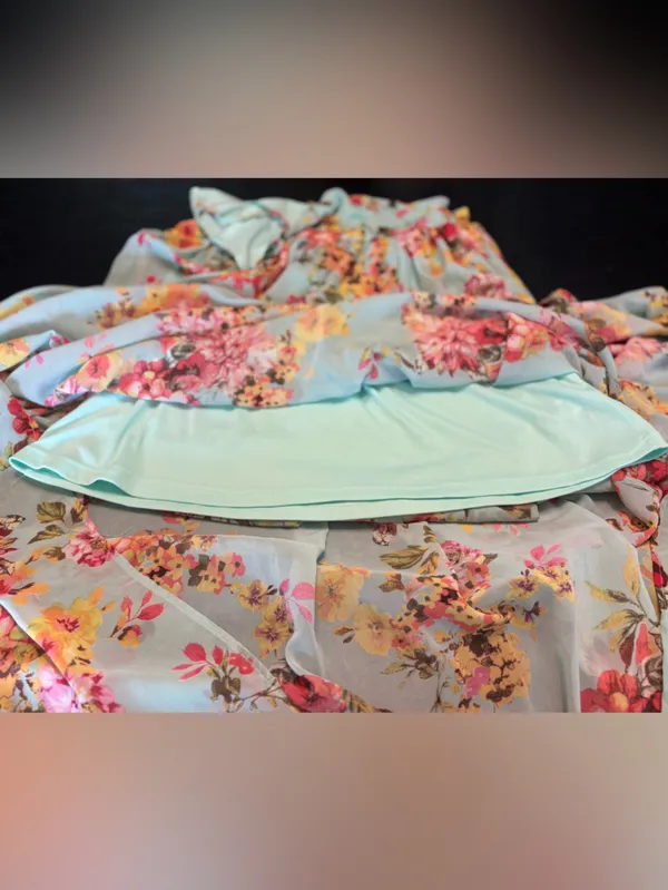 Miss Avenue Floral Adjustable Spaghetti Strap Backless Maxi Dress size Large - Image 9