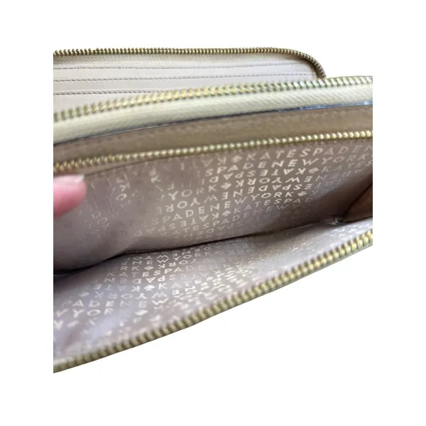 Kate Spade New York Womens Tan Leather Wallet With Zip Closure & Card Slots 8x4 - Image 11