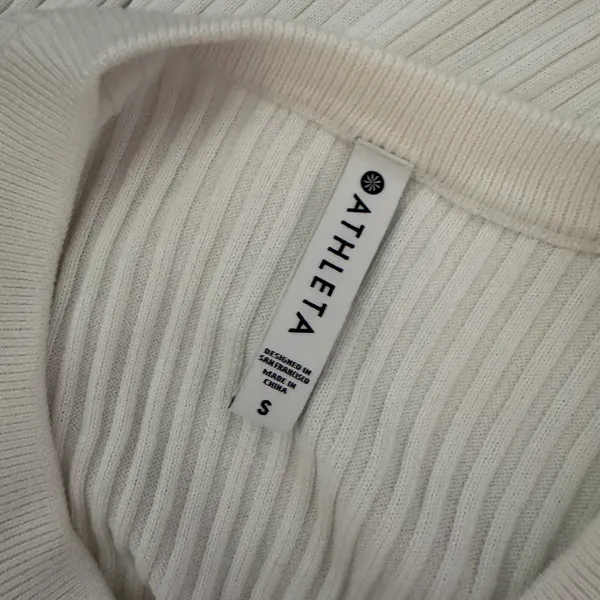 ATHLETA Lincoln Park Ribbed Crew Neck Long White Pullover Sweater Sz S - Image 7