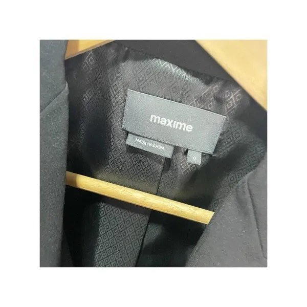 Maxime Black Fully Lined Wool Blend Dress/Career‎ Blazer Size 6 - Image 3