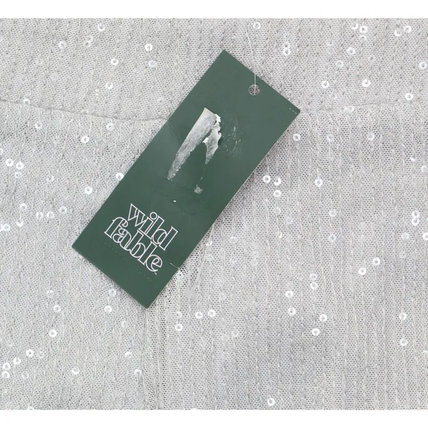 NWT Wild Fable Womens Mid-Rise Wide Leg Holiday Sequin Pants 91904442 Gray S - Image 4