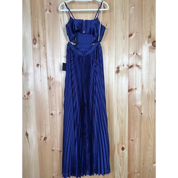 NWT Lulus Got the Glam Navy Blue Pleated Cutout Maxi Dress Wedding Bridesmaid XL - Image 4
