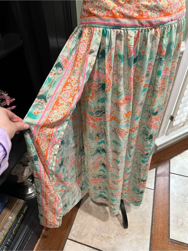 India Boutique Green & Orange Floral Two‑Piece Set - Image 4