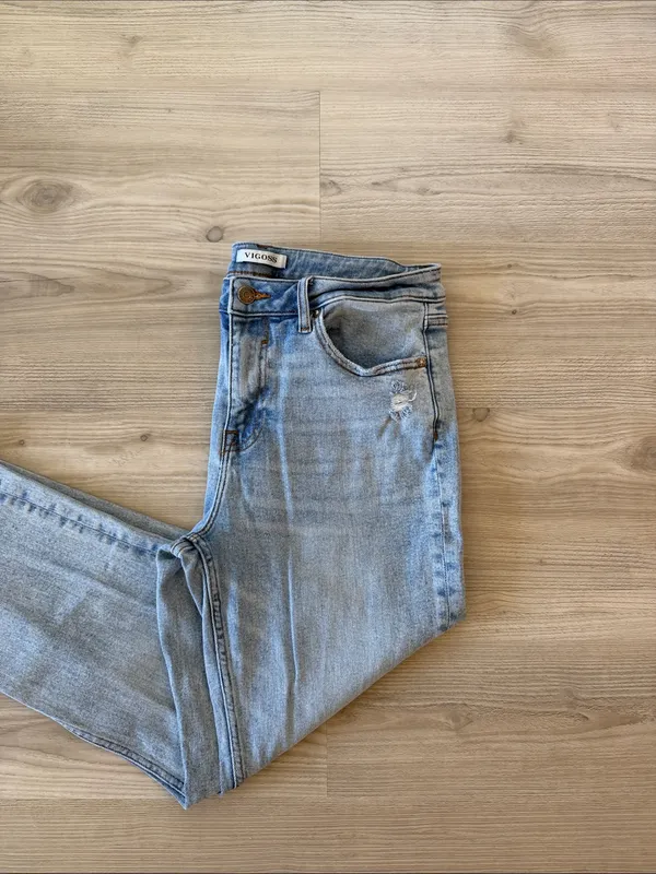 VIGOSS Light Wash High-Rise Slim Straight Jeans - Image 2
