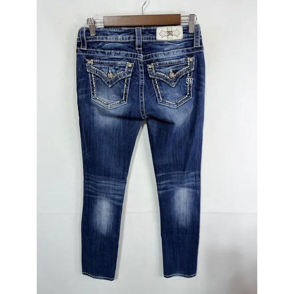 Miss Me Jeans MP7273T Mid Rise Straight Leg Women's 27 x 31 Inseam Western Y2K - Image 4