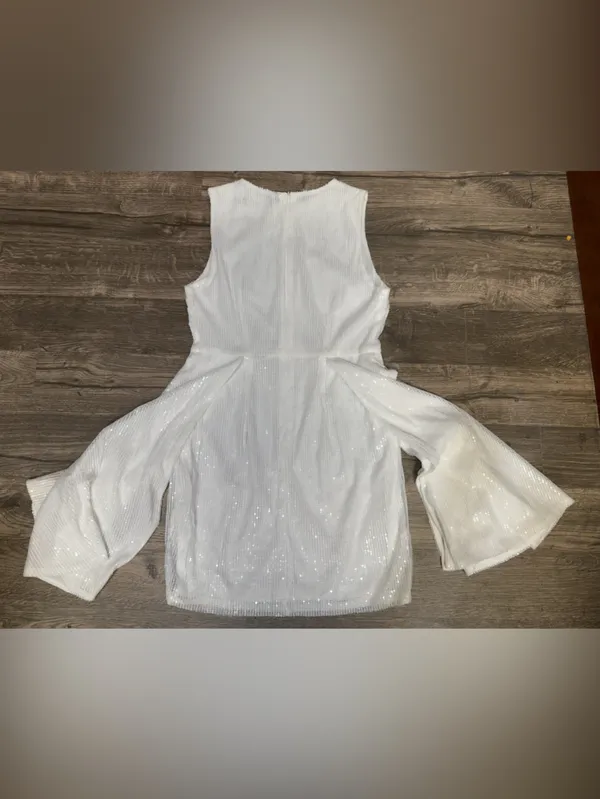 NAANAA White Sequin High Low Bridal Party Dress US 8 - Image 10