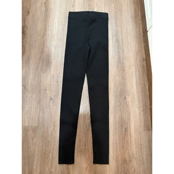 Fear of God Essentials Womens Black Ribbed Knit High Waisted Leggings Large 3637 - Image 3