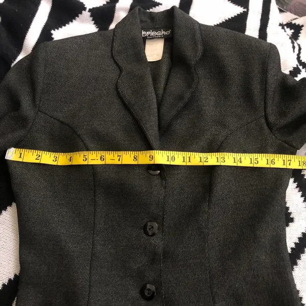 2000s Grey-Black fitted slim fit long sleeve blazer with functional pockets button closure - Image 5