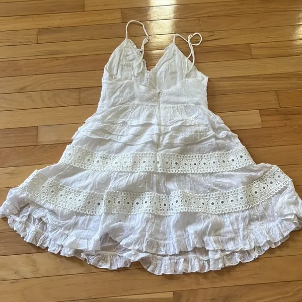 Princess Polly White Lace Detail Camisole Mini Flare Dress (size US 4) - Image 4