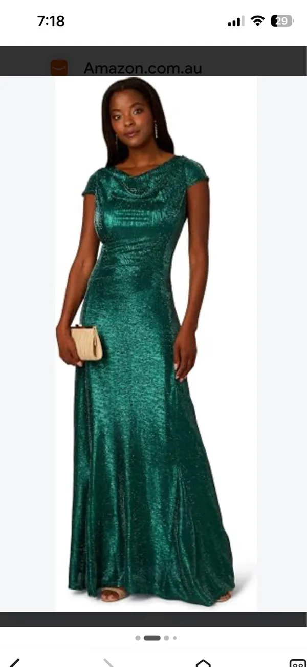 Adrianna Papell Emerald Green Cowl Neck Maxi Dress - Image 10