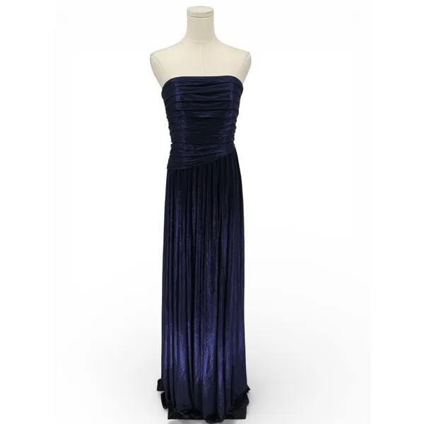 New!‎ Retrofête Navy Strapless Metallic Pleated Gown Size Small $695 - Image 7