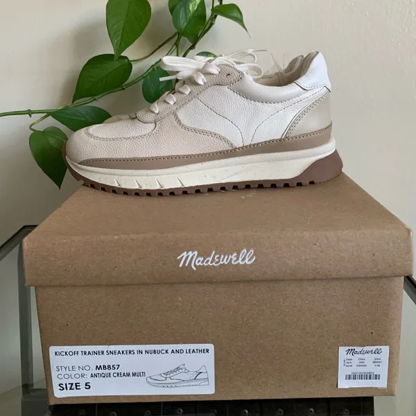 NWT Madewell Kickoff Trainer Sneakers Antique Cream Multi Size 5M - Image 3