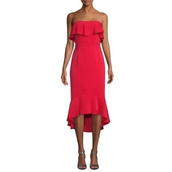 Shoshanna Dress 0 Essie Ruffle Midi Flounce Pink - Image 2