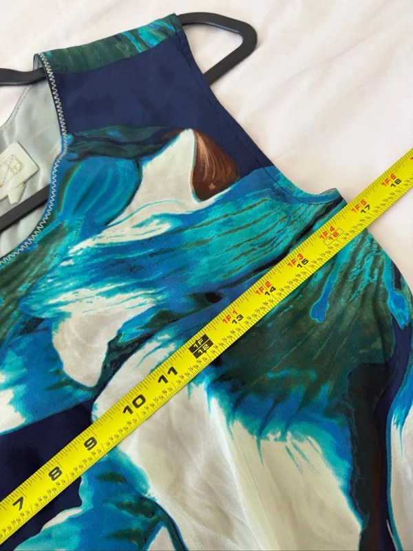 Anthropologie Coquille Size 2 drape wrapped waist floral waterfall front silk li - Image 4