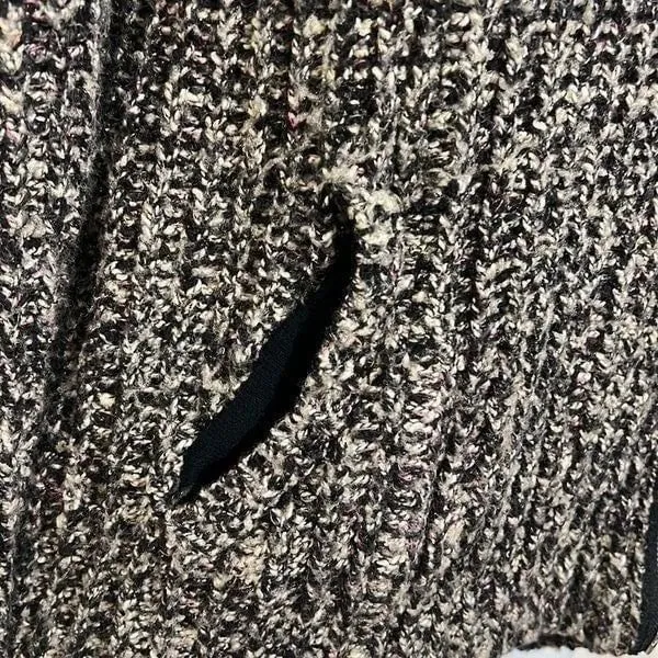 Free People Cardigan Womens‎ Black White Asymmetrical Zip Chunky Knit Small - Image 4