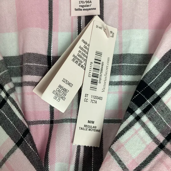 Victoria's Secret Plaid Pajama Top Lightweight Flannel Cotton Modal Med New with tag - Image 5