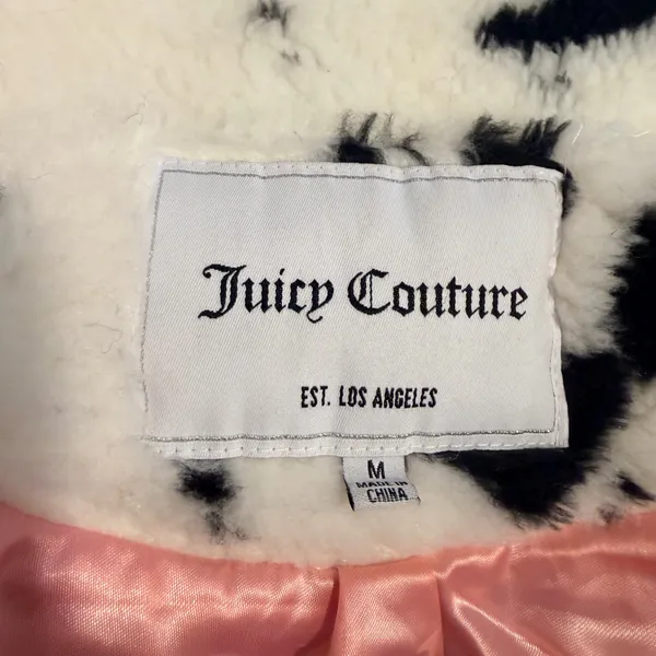 Juicy Couture White & Black Spotted Faux Fur Jacket Size M - NWOT - Image 9