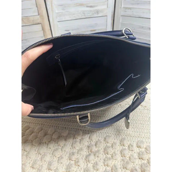 FIORE Women's Saffiano Leather Classic Dome Satchel Bag Made in Italy Navy - Image 11
