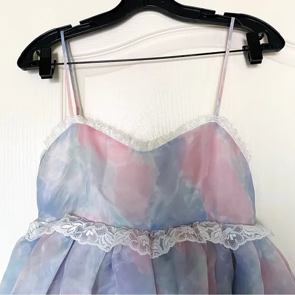 Selkie Dress Rosebud Puff Babydoll Organza Pastel Lace Mini Watercolor S NWT‎ - Image 4
