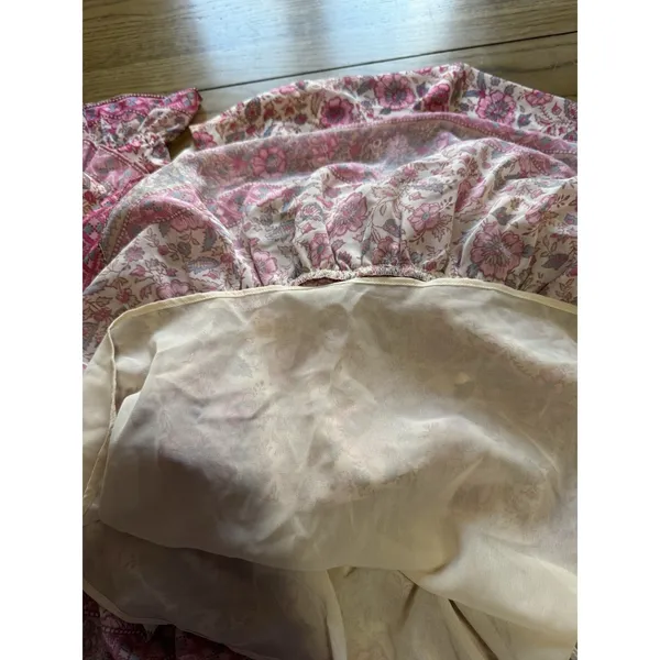Love The Label‎ Women Size Large Dress Tiered Ruffles Lined Tied Pink Peasant - Image 8
